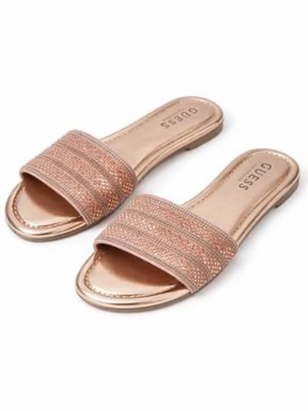 Guess rose gold sparkly flat sandals size 7M